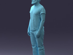000127 Bearded Man in Graphic T-Shirt 0521 Model 3D