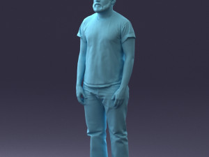 000127 Bearded Man in Graphic T-Shirt 0521 Model 3D