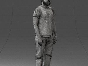 000127 Bearded Man in Graphic T-Shirt 0521 Model 3D