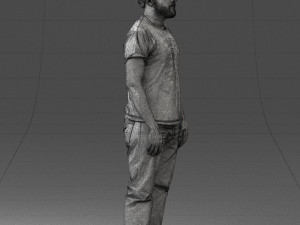 000127 Bearded Man in Graphic T-Shirt 0521 Model 3D