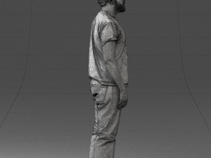 000127 Bearded Man in Graphic T-Shirt 0521 Model 3D