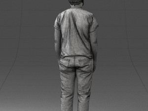 000127 Bearded Man in Graphic T-Shirt 0521 Model 3D
