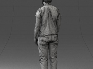 000127 Bearded Man in Graphic T-Shirt 0521 Model 3D