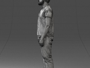 000127 Bearded Man in Graphic T-Shirt 0521 Model 3D