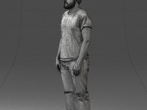 000127 Bearded Man in Graphic T-Shirt 0521 Model 3D