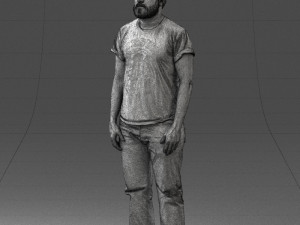 000127 Bearded Man in Graphic T-Shirt 0521 Model 3D