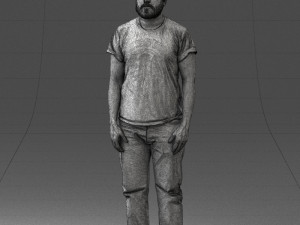 000127 Bearded Man in Graphic T-Shirt 0521 Model 3D