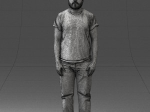 000127 Bearded Man in Graphic T-Shirt 0521 Model 3D