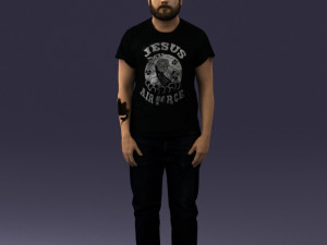 000127 Bearded Man in Graphic T-Shirt 0521 3dp 3D Print Model