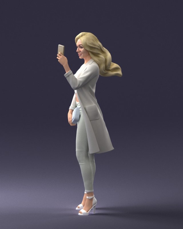 000132 Stylish Woman Taking a Selfie 3D 모델 .c4d .max .obj .3ds .fbx .stl .blend
