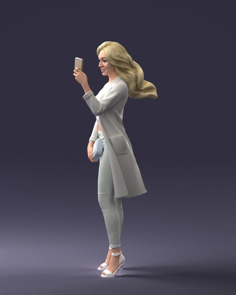 000132 Stylish Woman Taking a Selfie 3D Model .c4d .max .obj .3ds .fbx .stl .blend 