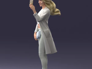 000132 Stylish Woman Taking a Selfie 3D Model