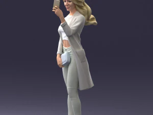 000132 Stylish Woman Taking a Selfie 3D Model