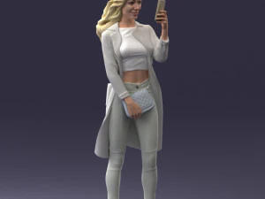 000132 Stylish Woman Taking a Selfie 3D Model