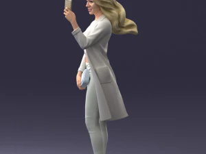 000132 Stylish Woman Taking a Selfie 3D Model