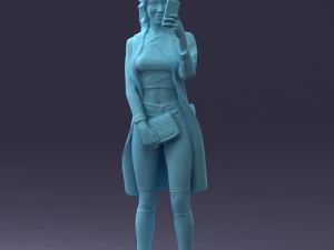 000132 Stylish Woman Taking a Selfie 3D Model