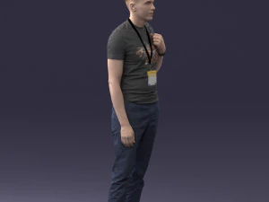 000134 Young Man with Backpack and Event Badge 0608 3D Model