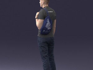 000134 Young Man with Backpack and Event Badge 0608 3D Модель