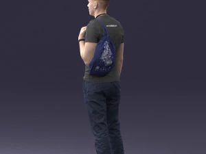 000134 Young Man with Backpack and Event Badge 0608 3D Model