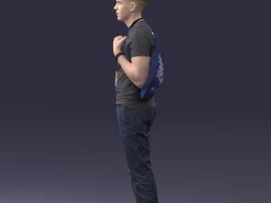 000134 Young Man with Backpack and Event Badge 0608 3D Model