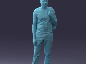 000134 Young Man with Backpack and Event Badge 0608 3D Model