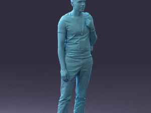 000134 Young Man with Backpack and Event Badge 0608 3D Model