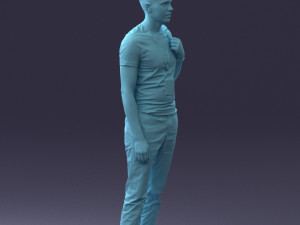 000134 Young Man with Backpack and Event Badge 0608 3D Модель