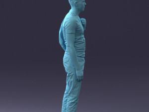 000134 Young Man with Backpack and Event Badge 0608 3D Модель