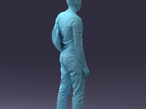 000134 Young Man with Backpack and Event Badge 0608 3D Модель