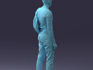 000134 Young Man with Backpack and Event Badge 0608 3D Model