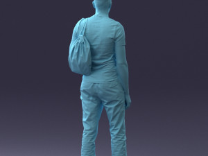 000134 Young Man with Backpack and Event Badge 0608 3D Модель
