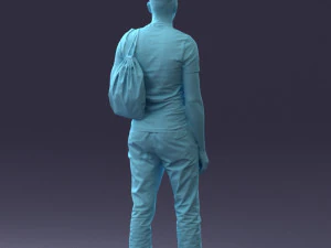 000134 Young Man with Backpack and Event Badge 0608 3D Model