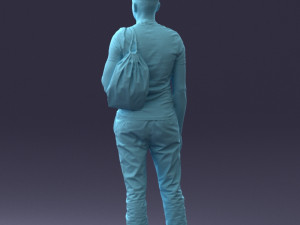 000134 Young Man with Backpack and Event Badge 0608 3D Модель
