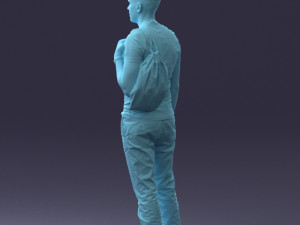 000134 Young Man with Backpack and Event Badge 0608 3D Модель