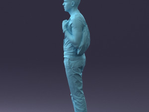 000134 Young Man with Backpack and Event Badge 0608 3D Модель