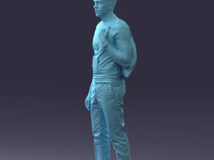 000134 Young Man with Backpack and Event Badge 0608 3D Model
