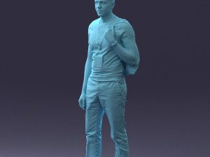 000134 Young Man with Backpack and Event Badge 0608 3D Модель