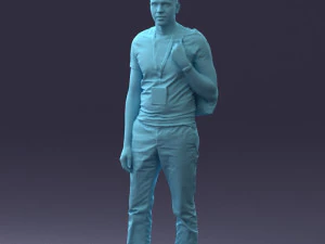 000134 Young Man with Backpack and Event Badge 0608 3D Model