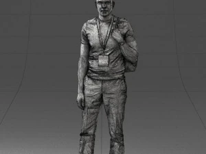 000134 Young Man with Backpack and Event Badge 0608 3D Model