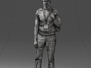 000134 Young Man with Backpack and Event Badge 0608 3D Модель