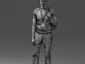 000134 Young Man with Backpack and Event Badge 0608 3D Model