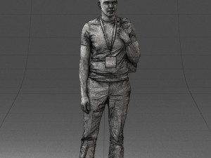 000134 Young Man with Backpack and Event Badge 0608 3D Модель