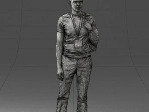 000134 Young Man with Backpack and Event Badge 0608 3D Model