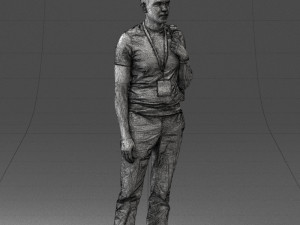 000134 Young Man with Backpack and Event Badge 0608 3D Модель