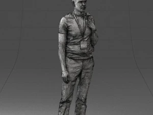 000134 Young Man with Backpack and Event Badge 0608 3D Model