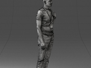 000134 Young Man with Backpack and Event Badge 0608 3D Модель