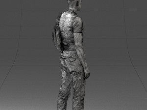 000134 Young Man with Backpack and Event Badge 0608 3D Модель