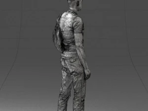 000134 Young Man with Backpack and Event Badge 0608 3D Model