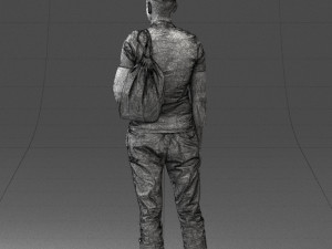 000134 Young Man with Backpack and Event Badge 0608 3D Модель