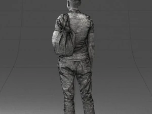 000134 Young Man with Backpack and Event Badge 0608 3D Model